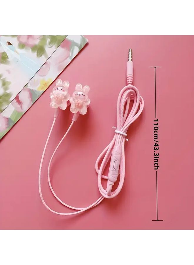 Wired Headphones with Microphone Volume Control 3 5mm Jack A37 Pink Color - Image 4