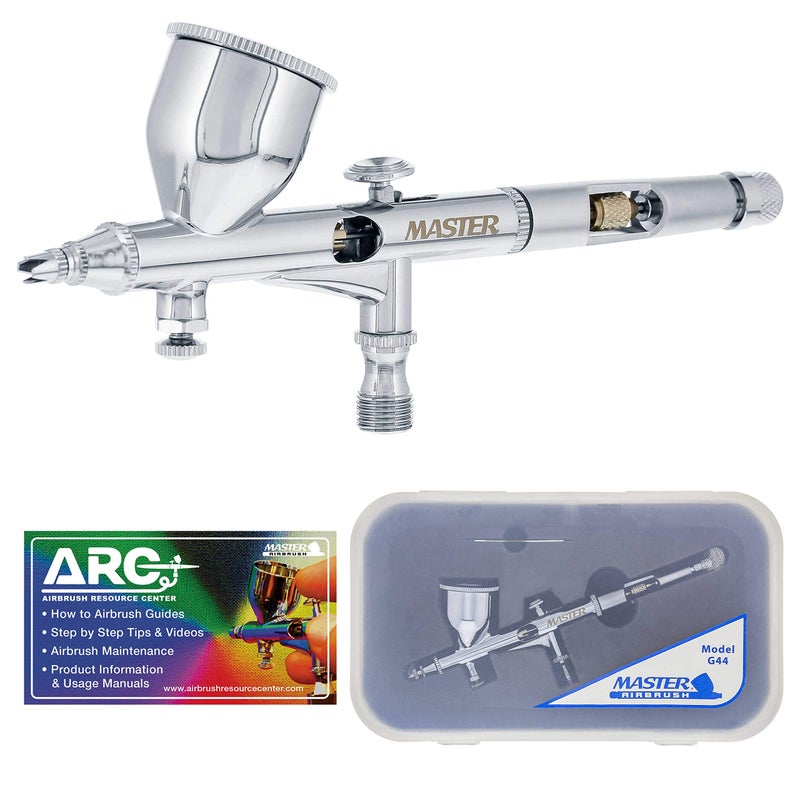 Master Airbrush Master High Precision Detail Control G44 Dual-Action Gravity Feed Airbrush, 0.2 mm Tip, 1/3 oz Funnel Fluid Cup, Air Control Valve - Image 1
