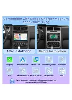 SHEZA STAR Android Car Stereo for Dodge Charger 2005 2006 2007 4GB RAM 32GB ROM Support Carplay, Mirror Link Wi-Fi BT, Radio GPS Navigation, 9 Inch IPS Touch Screen with AHD Camera Included  - Image 2