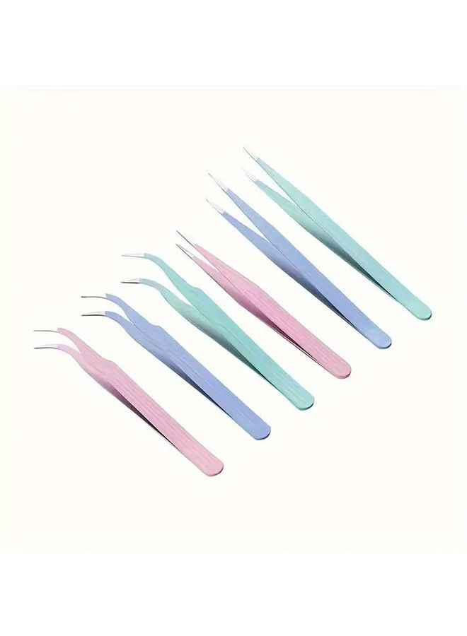Pink Stainless Steel Tweezers 2 Pack Straight And Curved Head Precision Tools - Image 2