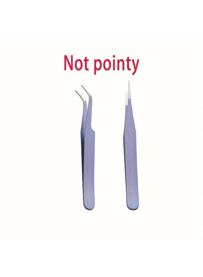 Pink Stainless Steel Tweezers 2 Pack Straight And Curved Head Precision Tools - Image 4