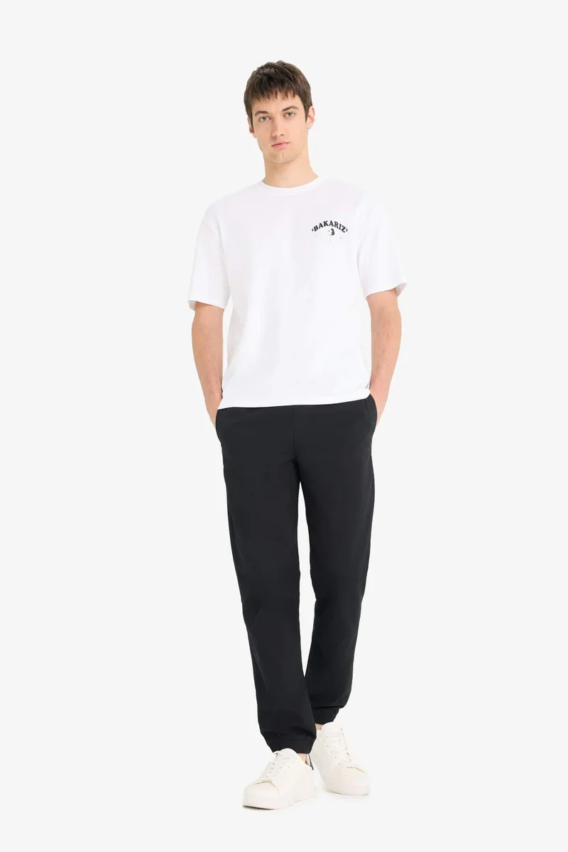 DeFacto Boxy Fit Crew Neck Back Printed Cotton T-Shirt