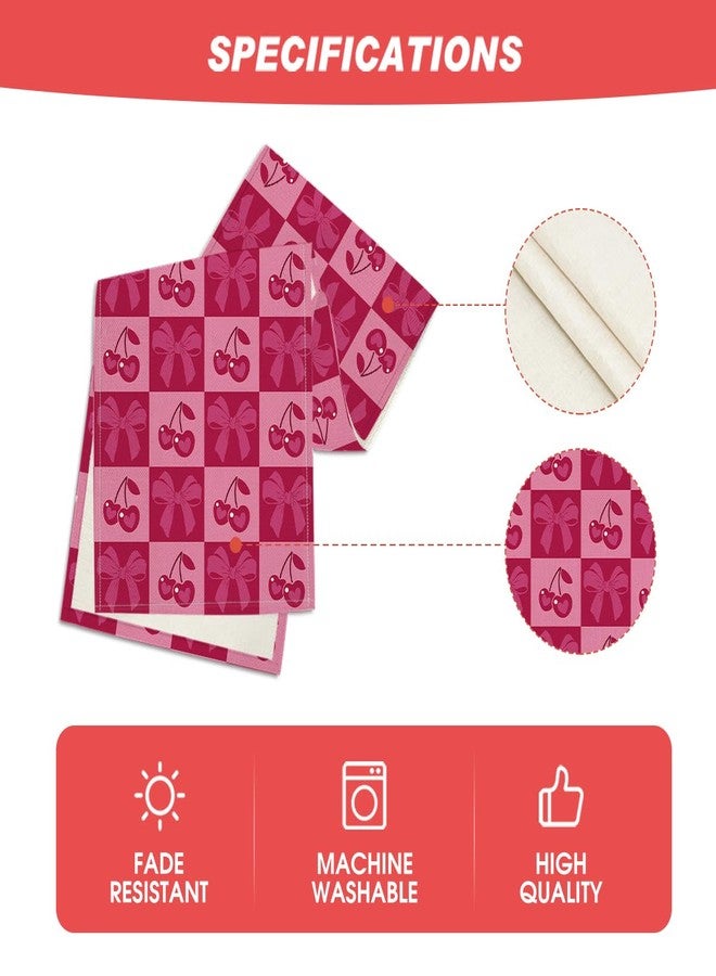 Artoid Mode Cherry Bowknot 210 GSM Valentine's Table Runner, Anniversary Kitchen Dining Table Decoration for Home Party Decor 13x120 Inch - Image 5