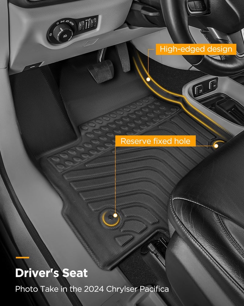 CarQiWireless for Chrysler Pacifica 2017-2025 2026 7/8 Passenger (No Hybrid) Floor Mats Cargo Liner Carpet All Weather TPE Mat for Voyager 2020-2026, for Pacifica/Voyager 2018 2019 2021 2022 2023 2024 Accessories - Image 3