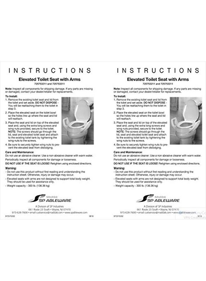 SP Ableware Maddak Bath Safe Elevated Toilet Seat with Arm (725753211), 3-1/2" Standard - Image 2