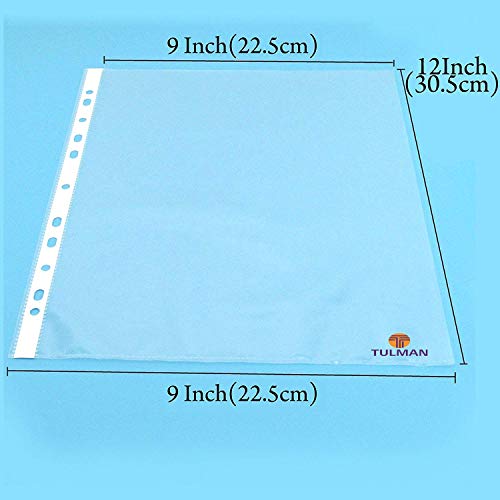 TULMAN A4 Size Transparent Document Sleeves, 100 Pcs, Heavy Duty Clear Sheet Protectors, 150 Microns, Plastic Leaf, Waterproof, 11-Hole Punched for Ring Binders & Files, Office & School Use - Image 2