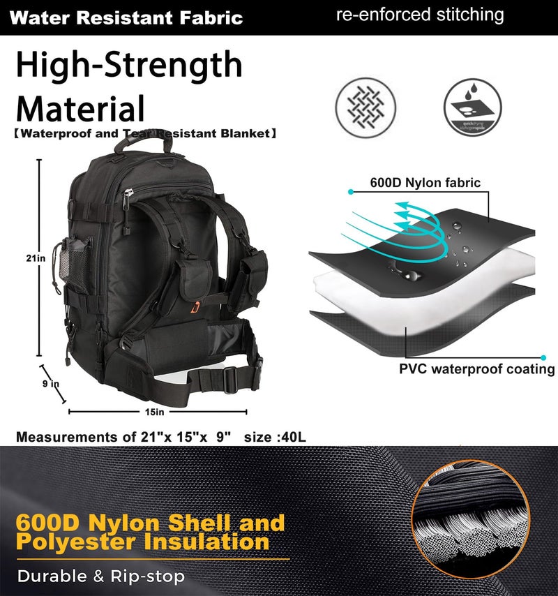 Miramrax Tactical Backpack Military Army Daypack - Assault Pack for Men Molle Backpacks Bug Out Bag 3 Day Pack for Hiking Camping Travel Hunting Rucksack Trekking Black - Image 3