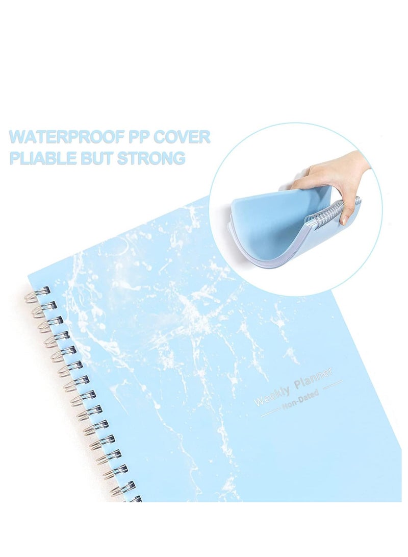 A5 Undated Weekly Planner with Blue Fountain Pen - Goal Tracker, To-Do List & Habit Journal, 5.7 x 8.0 inches, Spiral Bound - Image 3