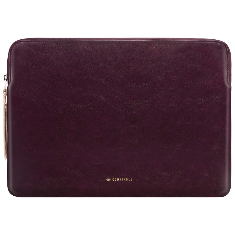 Comfyable Leather Laptop Sleeve Compatible with 16 Inch MacBook Pro M4 2024 & 15 Inch MacBook Air M4 M3 M2 2025, Berry Brown - Image 1