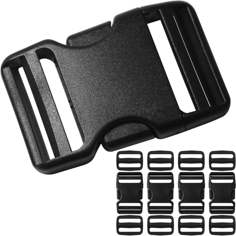 Buckles for 112 inch Wide Webbing Straps Quick Side Release Buckle 4 set and TriGlide Slide 8 pcs Fit 15 Nylon Web Belt Plastic Snap Fastener Clip Heavy Duty Replacement Dual Adjustable