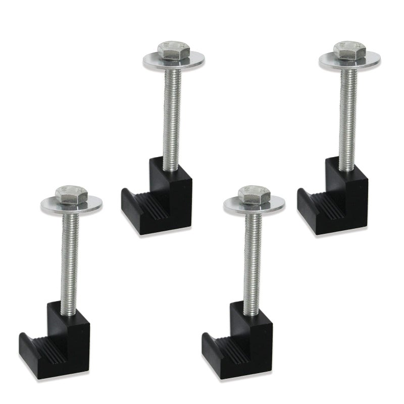 WnSEu MSCRP Aluminum Mounting Clamps for Pickup Truck Tool Box Mount Tie Downs J Hook Crossover Tool box Pickup 4pcs