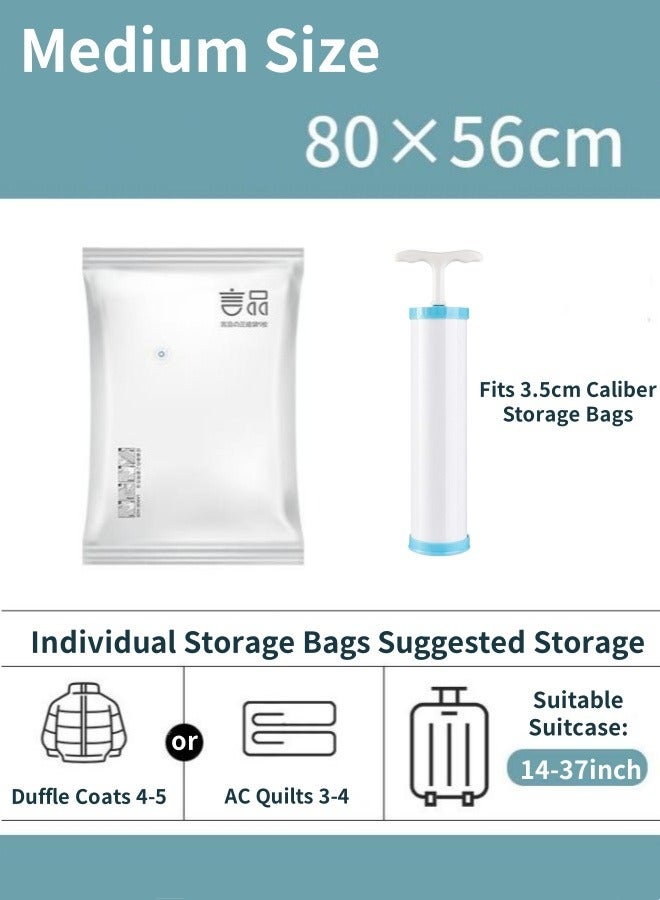 5Pcs Vacuum Storage Bags, 80 x 56cm Space Saver Bags Reusable Vacuum Seal Bags Vacuum Sealed Compression Bags with Hand Pump,Valve, Zip Sealed, for Clothes, Mattress, Blanket, Duvets, Pillows, Comforters, Quilt, Travel - Image 2