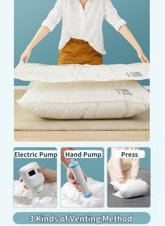 5Pcs Vacuum Storage Bags, 80 x 56cm Space Saver Bags Reusable Vacuum Seal Bags Vacuum Sealed Compression Bags with Hand Pump,Valve, Zip Sealed, for Clothes, Mattress, Blanket, Duvets, Pillows, Comforters, Quilt, Travel - Image 5