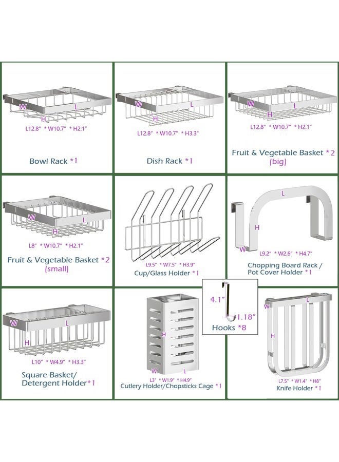Pusdon Adjustable Over Sink Dish Drying Rack 3 Tier, 2 Cutlery Holders Drainer Shelf for Kitchen Storage Counter Organizer Stainless Steel Space Save Shelf (Sink Size 33-44inch, Black or Silver) - Image 4