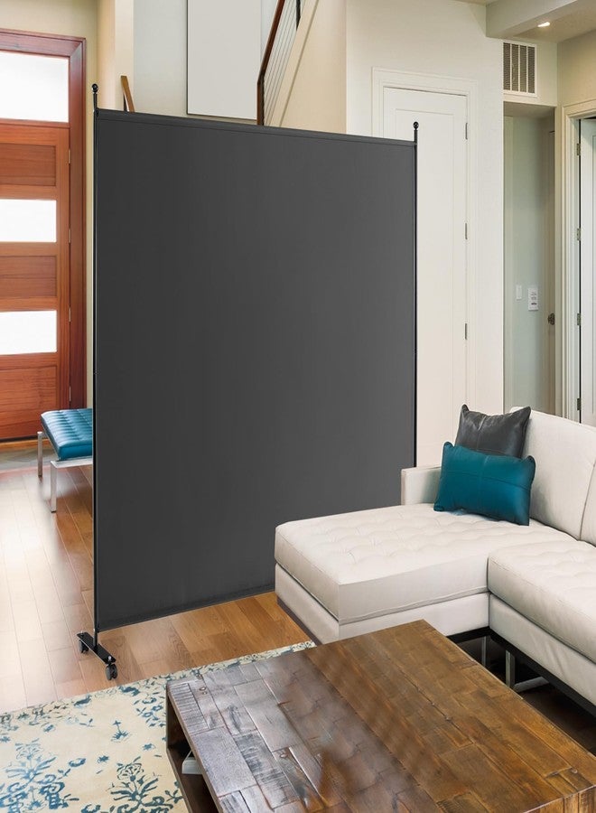 Giantex Room Divider Large Single Panel, 73''W x 73''H Privacy Screen with Lockable Wheels, Rolling Room Divider Panel for Home Office Studio, Partition Fabric Wall Divider for Room Separation, Gray - Image 2