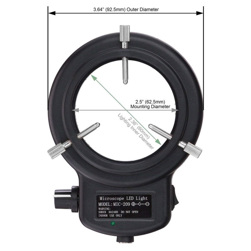 AmScope AmScope 144 LED IntensityAdjustable Ring Light Stereo Microscope Accessory with Black Housing  - Image 2