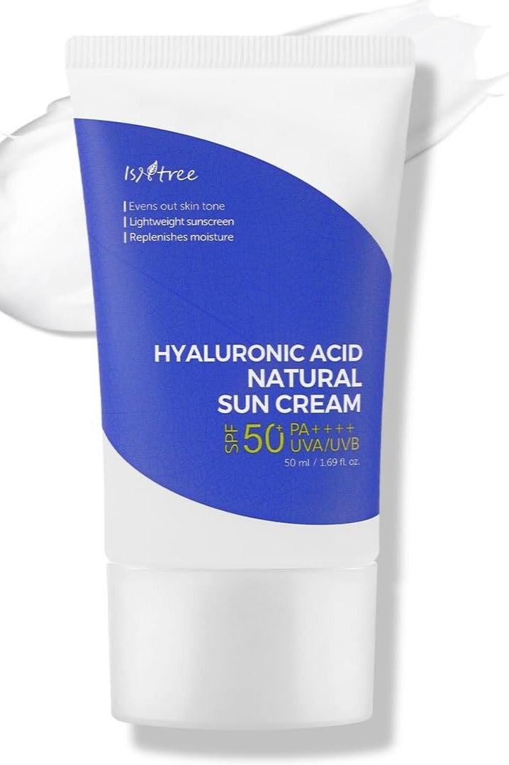ايسنتري كريم شمس طبيعي بحمض الهيالورونيك من Isntree، ٥٠ مل | عامل حماية من الشمس ٥٠+ PA++++ | واقي شمس مرطب وخفيف الوزن | حماية من الأشعة فوق البنفسجية الطويلة والمتوسطة - Image 1