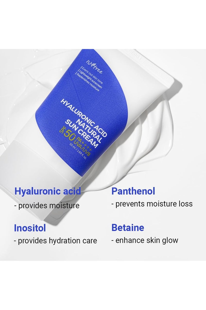 ايسنتري كريم شمس طبيعي بحمض الهيالورونيك من Isntree، ٥٠ مل | عامل حماية من الشمس ٥٠+ PA++++ | واقي شمس مرطب وخفيف الوزن | حماية من الأشعة فوق البنفسجية الطويلة والمتوسطة - Image 3