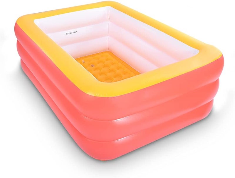XFlated Kiddie Pools, Inflatable Swimming Pool with Soft Floor, Durable 59 inches Swim Play Kids Pool for Garden or Backyard or Indoor (Orange) - Image 1