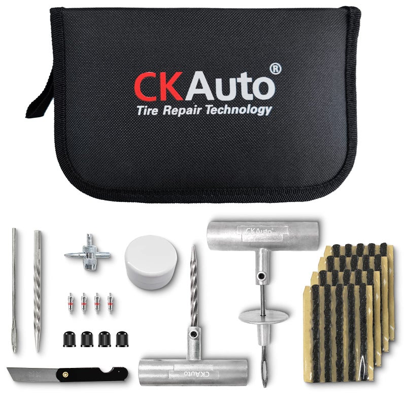 CKAuto Universal Tire Repair Kit, Heavy Duty Car Emergency Tool Kit for Flat Tire Puncture Repair, 36 Pcs Value Pack, Tire Plug Kit fit for Autos, Cars, Motorcycles, Trucks, RVs, etc. - Image 2