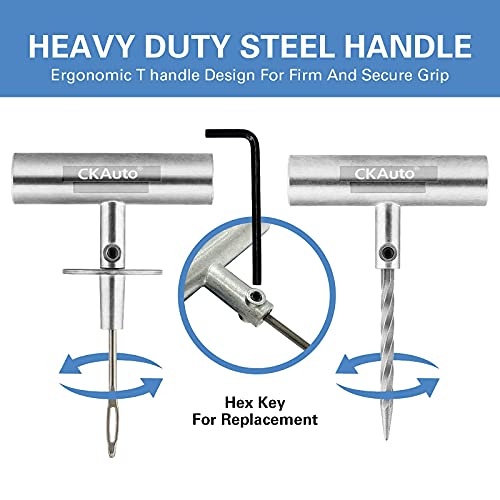 CKAuto Universal Tire Repair Kit, Heavy Duty Car Emergency Tool Kit for Flat Tire Puncture Repair, 36 Pcs Value Pack, Tire Plug Kit fit for Autos, Cars, Motorcycles, Trucks, RVs, etc. - Image 5