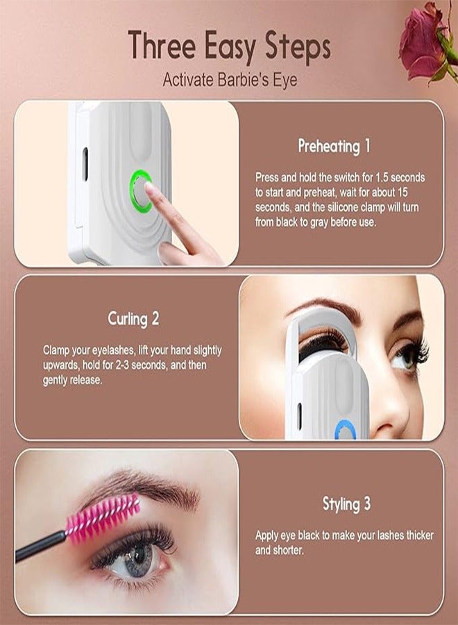 Generic Heated Eyelash Curler Rechargeable Electric Eyelash Curler Handheld Heated Eyelash Curler With Induction Heating Silicone Pad Quick And Natural Eyelash Curling Long-Lasting 3-Level Heated Eyelash Curl - Image 3