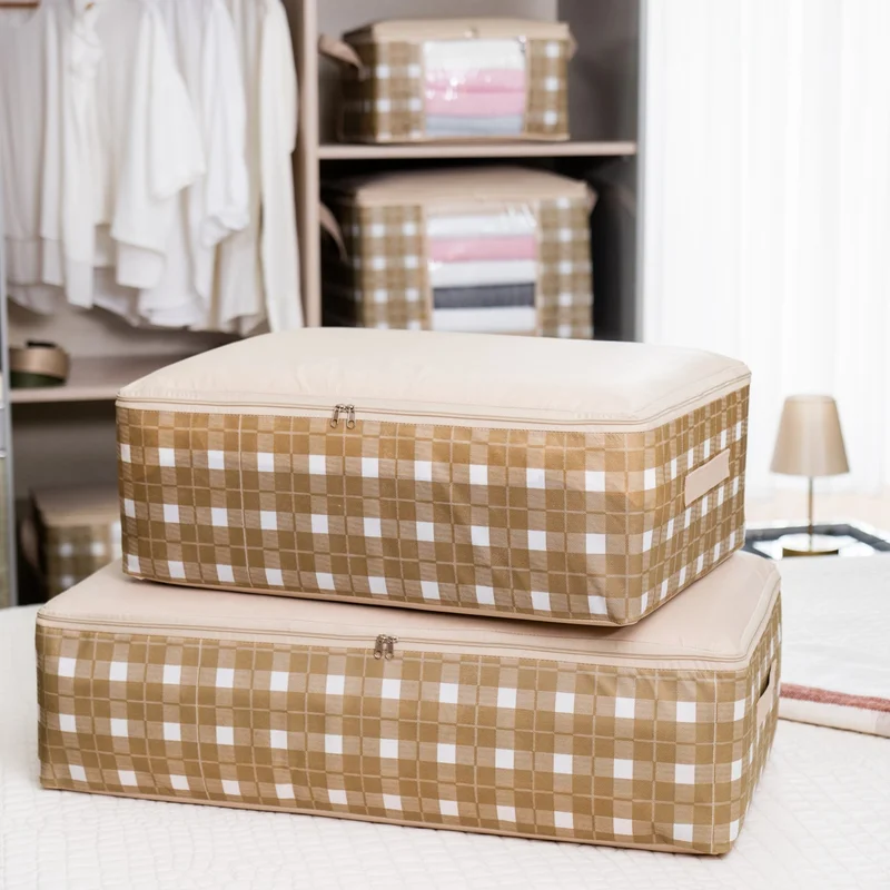 ناكاريف 3 Pieces Mega Size Stripe Pattern Printed Gray Bed Base Organizer Pillow Quilt Clothing Scrap 75X40X20 cm