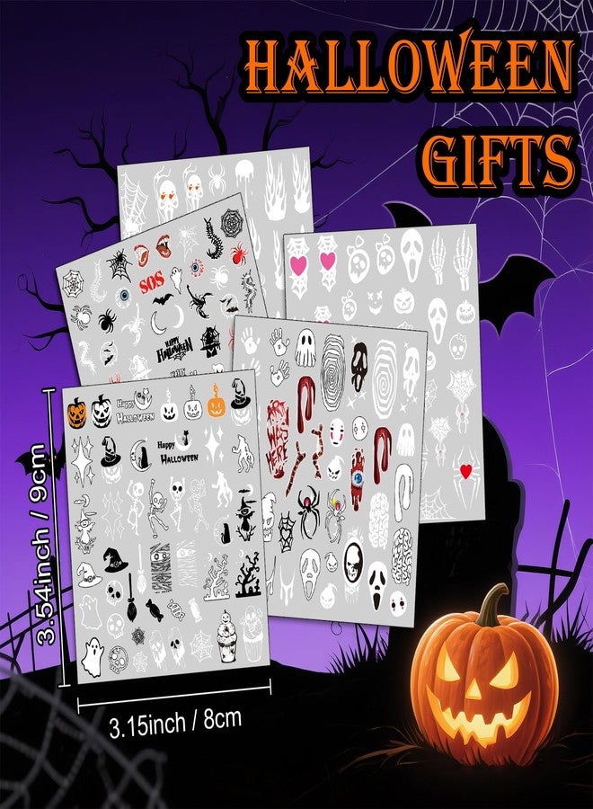 atydkug Glow Halloween Nail Art Stickers, Luminous Nail Sticker Decals for Girl Women, Scary Skull Bat Pumpkin Ghost Cat Words Nail Stickers for Nail Art Kids Party Gifts Decoration Self-Adhesive, 9 Sheets - Image 5