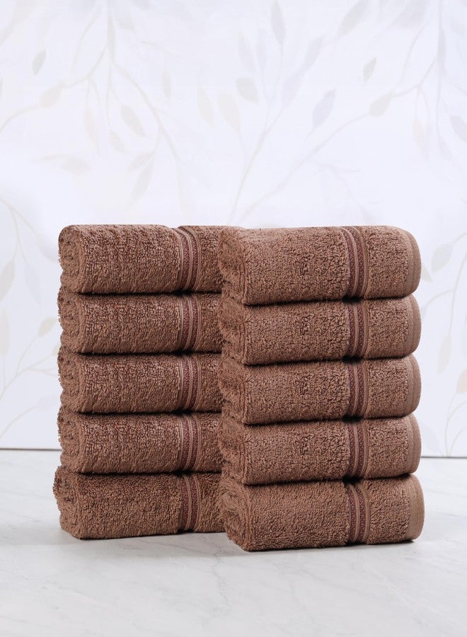 Superior Heritage Egyptian Cotton Face Towel Set, Small Towels for Kitchen, Home Bathroom, Guest Bath, Luxury Essentials, Plush, Absorbent Basics, Washcloths, Spa, Hotel, Resort, Set of 10, Mocha - Image 1