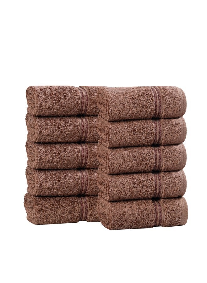 Superior Heritage Egyptian Cotton Face Towel Set, Small Towels for Kitchen, Home Bathroom, Guest Bath, Luxury Essentials, Plush, Absorbent Basics, Washcloths, Spa, Hotel, Resort, Set of 10, Mocha - Image 2