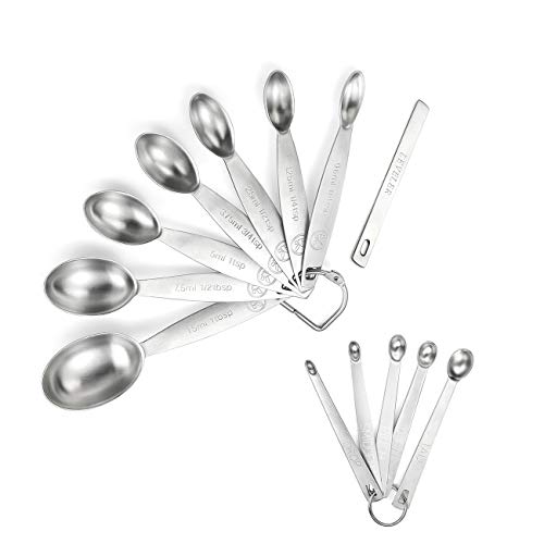Lucksury 188 Stainless Steel Measuring Spoons Set  13 Piece Includes 7 Oval 1 Leveler and 5 Mini Spoons Fits Spice Jar - Image 1