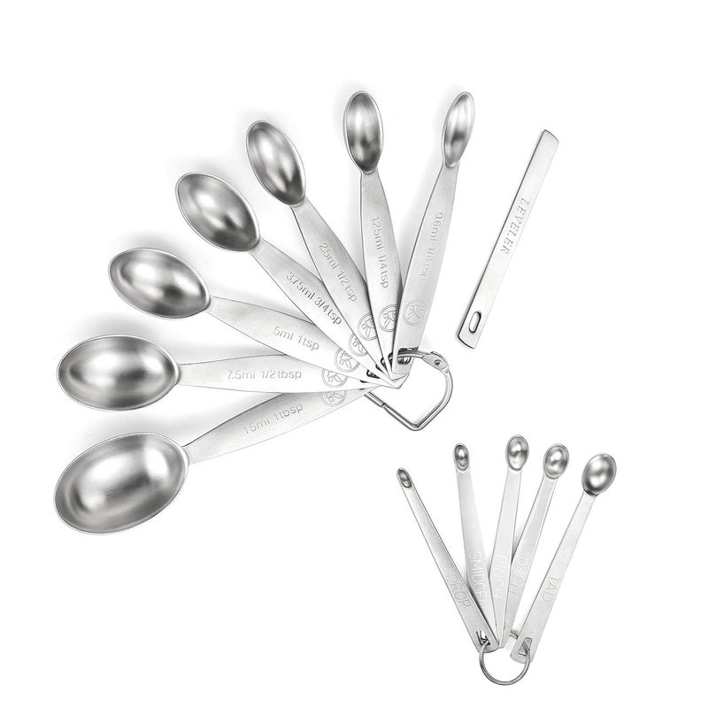 Lucksury 188 Stainless Steel Measuring Spoons Set  13 Piece Includes 7 Oval 1 Leveler and 5 Mini Spoons Fits Spice Jar - Image 3
