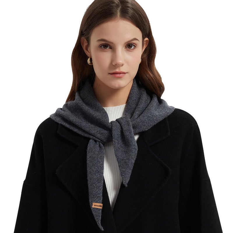 ACUSHLA 100% Merino Wool Triangle Scarf for Women Winter Neck Gaiter Warmer Knit Fashion Hooded Scarf Lightweight Soft Warm Neck Wrap for Ladies, 15.7'' X 47.2'', Dark Grey - Image 1