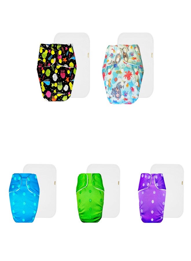 Dumbledo Premium Cloth Diaper with Cotton Insert (Pack of 5) | Snug Fit | Reusable & Washable | Quick Dry | Trusted by Moms | 3 Months - 3 Years | Unisex Baby - Image 1