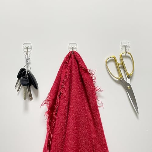 CARAINBO 20 Hooks-25 Removable Strips, Small Clear Wire Hooks Value Pack, Damage Free Hanging Wall Hooks with Adhesive Strips, Removes Cleanly, No Tools Utility Hooks for Hanging Decorations - Image 5