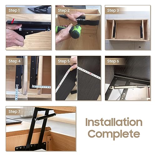 YOSOO 2X Up Coffee Table, Practical Top Hinges Mechanism Hardware Top Bracket Lifting Frame Furniture Spring Hinges 130N - Image 5