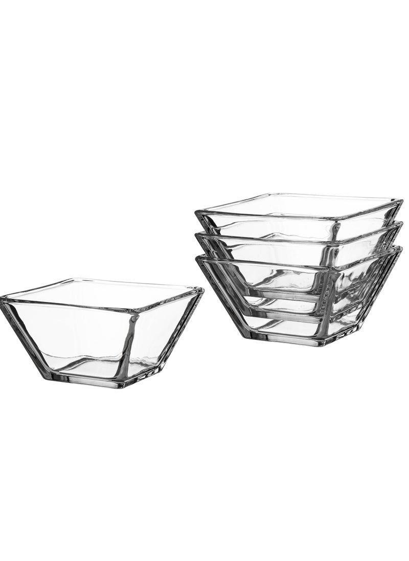 Yoghurt dessert set, transparent glass, square, 6 pieces