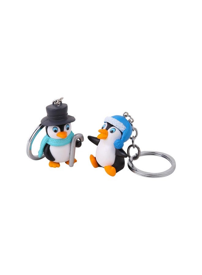RainSound Polycarbonat Penguin Bird 3D Model Keychain (Blue, Pack Of 2) - Image 1