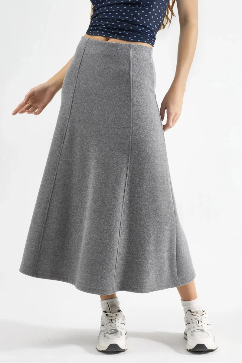 بوسيم BUSEM Soft Textured A-Line Midi Skirt