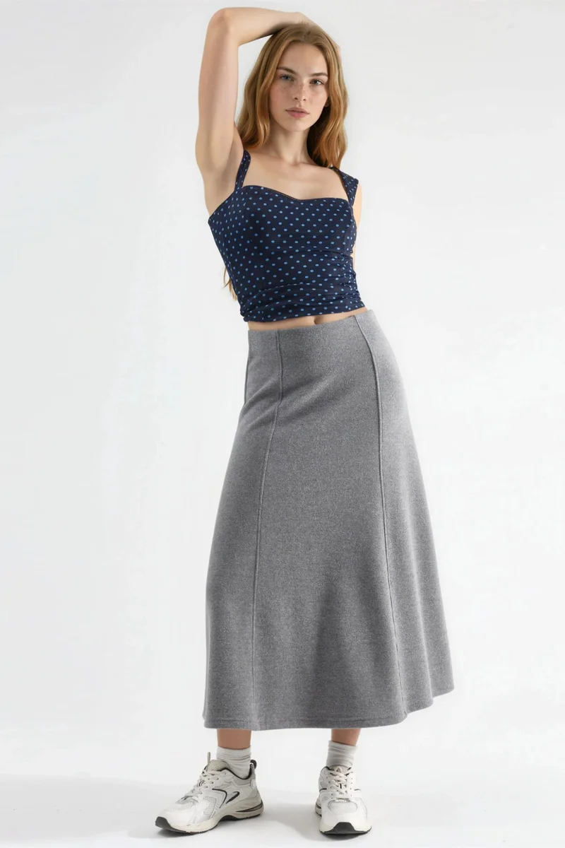 بوسيم BUSEM Soft Textured A-Line Midi Skirt