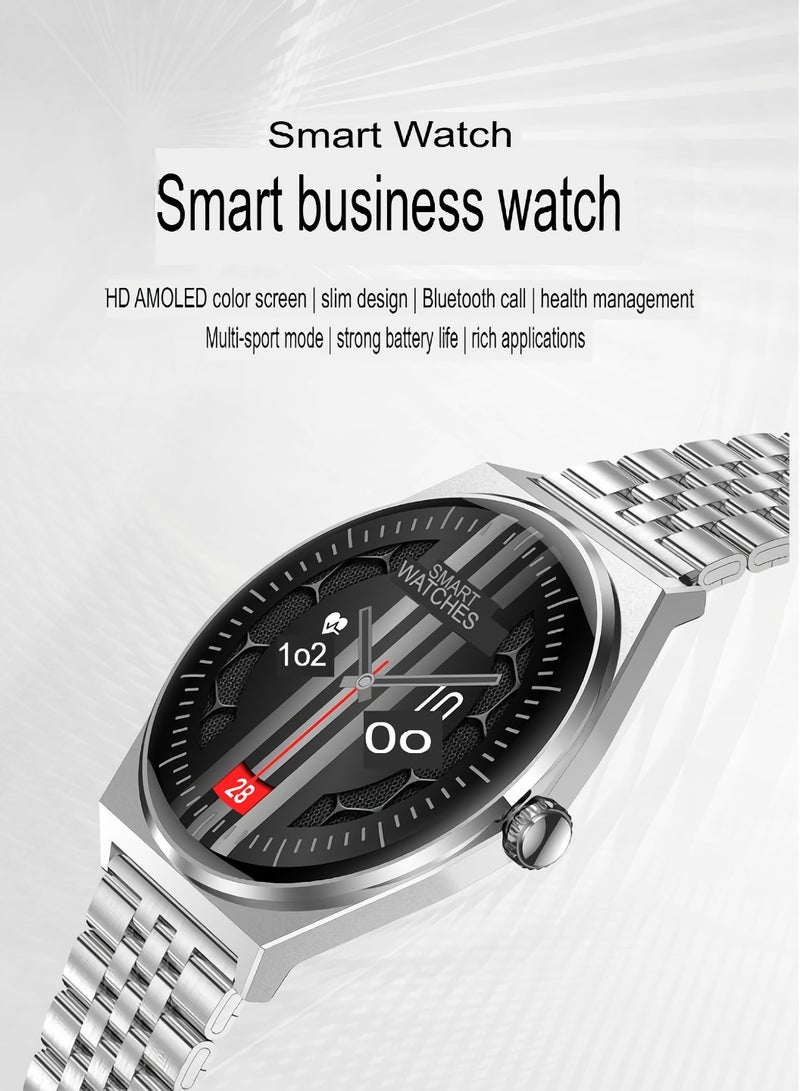 MT56 Smart Watch, 1.43 Amoled HD Screen Bluetooth Call Smart Bracelet, Magnetic Charging Waterproof Fitness Tracker With Heart Rate Blood Oxygen Monitoring, (1pc, Silver, Silicone Strap) - Image 4