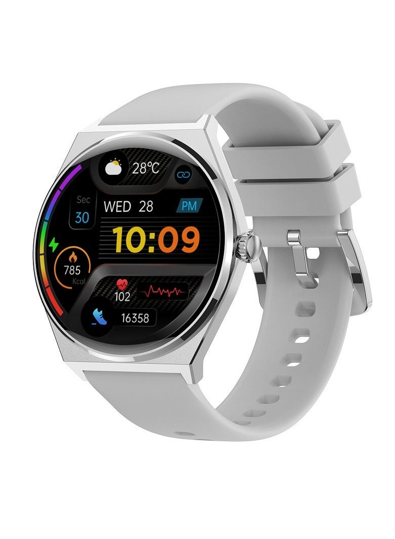 MT56 Smart Watch, 1.43 Amoled HD Screen Bluetooth Call Smart Bracelet, Magnetic Charging Waterproof Fitness Tracker With Heart Rate Blood Oxygen Monitoring, (1pc, Silver, Silicone Strap) - Image 1