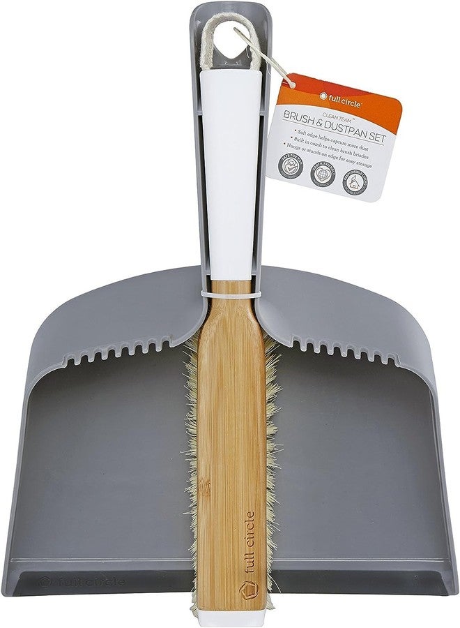 Mastrad Full Circle Clean Team Brush & DustPan Set, White & Grey - Image 1