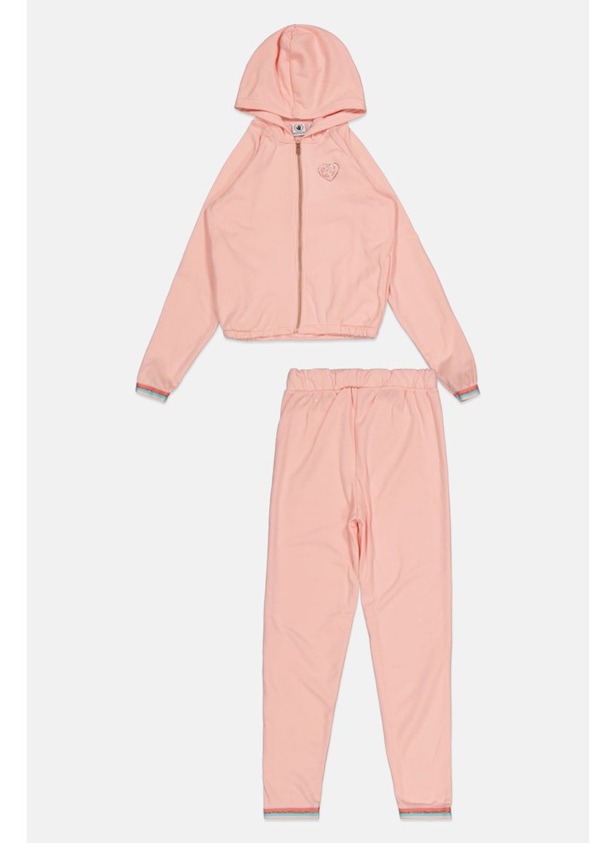 Body Glove Kids Girl 2 Piece Brand Logo Hoodie And Pants Set, Pink  - Image 1