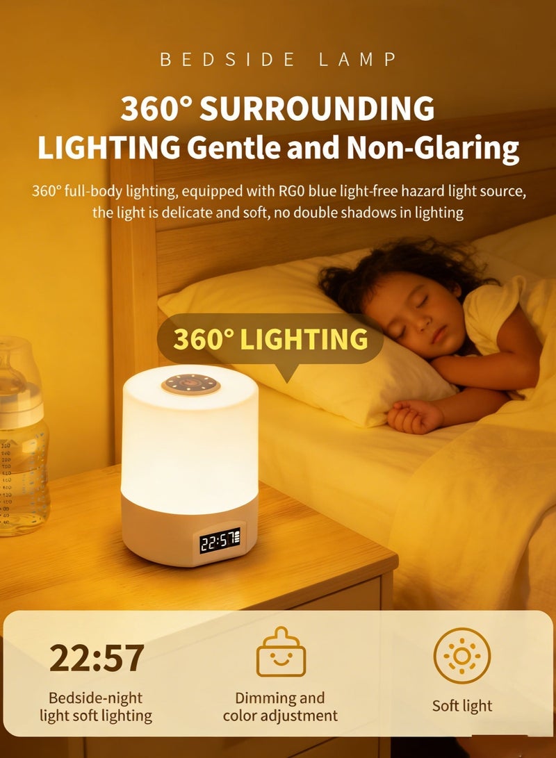 infino مصباح ليلي للأطفال مع جهاز تحكم عن بعد لغرفة الأطفال، مصباح LED قابل لتعديل شدة الإضاءة بجانب السرير - 3 درجات حرارة لونية، مؤقت، شاشة عرض الساعة، حماية للعين من الوميض أثناء الرضاعة الطبيعية والنوم والقراءة - قابل لإعادة الشحن مع تحكم باللمس - Image 2