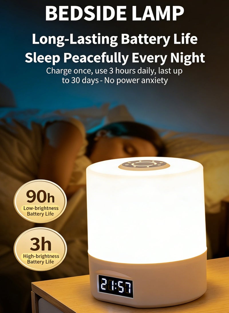 infino مصباح ليلي للأطفال مع جهاز تحكم عن بعد لغرفة الأطفال، مصباح LED قابل لتعديل شدة الإضاءة بجانب السرير - 3 درجات حرارة لونية، مؤقت، شاشة عرض الساعة، حماية للعين من الوميض أثناء الرضاعة الطبيعية والنوم والقراءة - قابل لإعادة الشحن مع تحكم باللمس - Image 5
