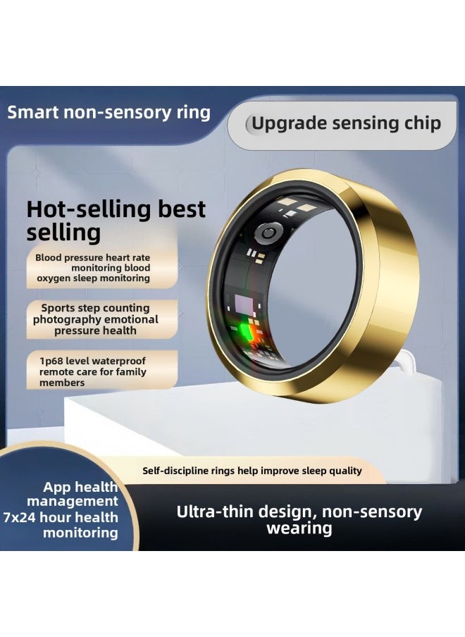 Generic Upgraded Smart Black Technology High Precision Health Ring Heart Rate Oximeter Step Sleep Sport Waterproof Bluetooth-Colour:Gold Automatic Monitoring Model No. 9 Finger Circumference 59.5mm  - Image 5