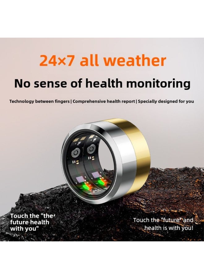 Generic Upgraded Smart Black Technology High Precision Health Ring Heart Rate Oximeter Step Sleep Sport Waterproof Bluetooth-Colour:Gold Automatic Monitoring Model No. 9 Finger Circumference 59.5mm  - Image 2