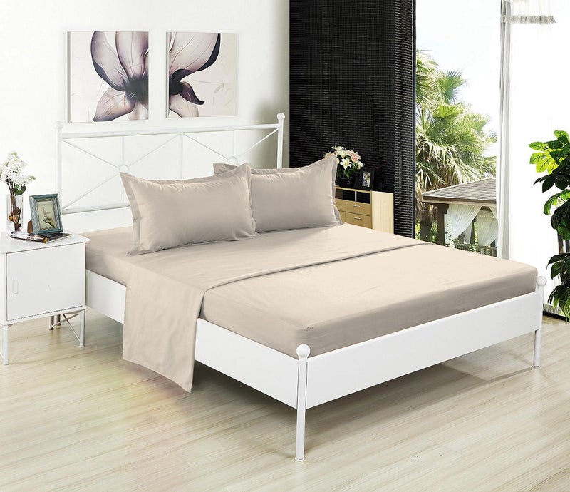 Destiny Crescent Bedding Microfiber 2 Queen Fitted Bottom Bed Sheets (2-Pack) Soft & Comfy -15'' Deep Pocket  60''x80'' Great for Queen Size beds (Queen  Beige) - Image 3