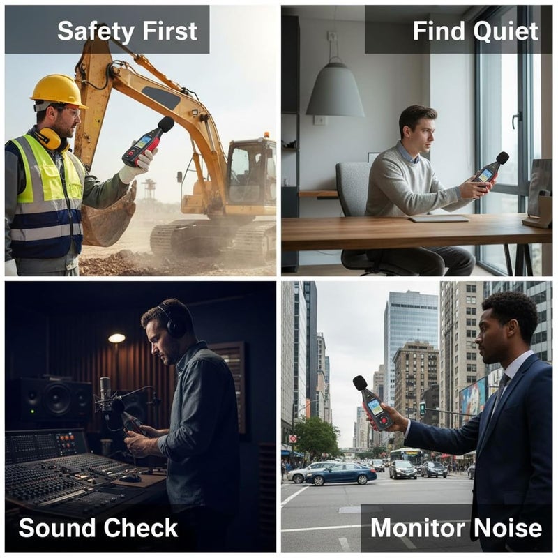 Digital Sound Level Reader Gt1355A, 30-130Db Range, Accurate ±1.5Db, Va Color Screen, Data Logging, 3-Color Alarm, Usb, 5.08 Oz, 8-Hour Battery - Image 4